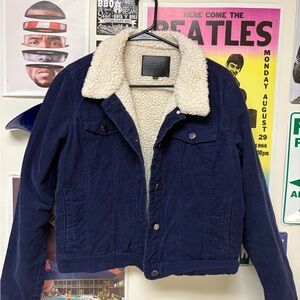 Navy Sherpa-Lined Jacket